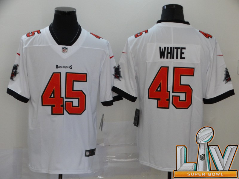 Super Bowl LV 2021 Men Tampa Bay Buccaneers 45 White white New Nike Limited Vapor Untouchable NFL Jerseys